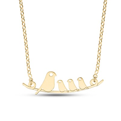 14K Gold Plated Bird Family Rolo Chain - 16"