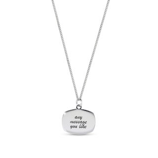 Sterling Silver Oblong Message Curb Chain - 18"