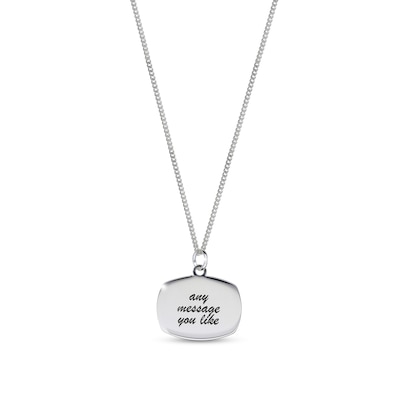 Sterling Silver Oblong Message Curb Chain - 18"
