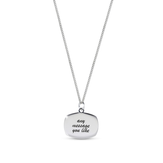 Sterling Silver Oblong Message Curb Chain - 18"