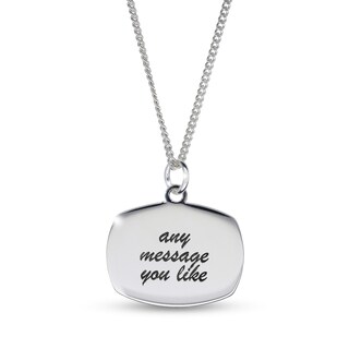 Sterling Silver Oblong Message Curb Chain - 18"