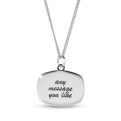 Sterling Silver Oblong Message Curb Chain - 18"