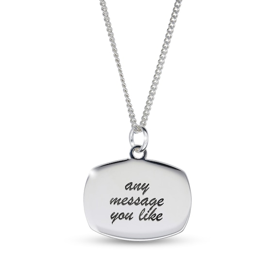 Sterling Silver Oblong Message Curb Chain - 18"