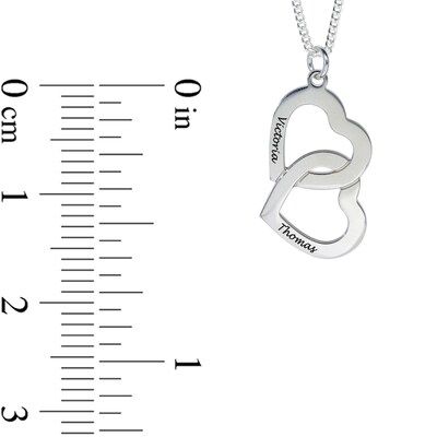 Sterling Silver Two Name Interlocking Hearts Curb Chain - 18"