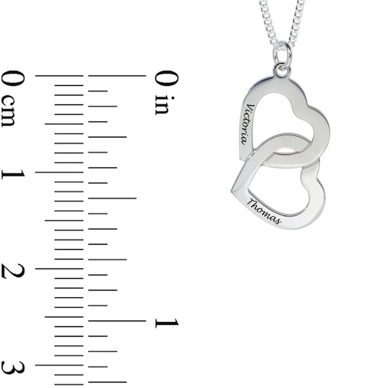 Sterling Silver Two Name Interlocking Hearts Curb Chain - 18"