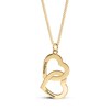 Thumbnail Image 3 of ​​​​​​​14K Gold Plated Two Name Interlocking Hearts Curb Chain - 18"