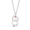 14K Gold Plated Birthstone Two Name Interlocking Hearts Curb Chain - 18"