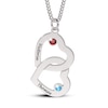 14K Gold Plated Birthstone Two Name Interlocking Hearts Curb Chain - 18"