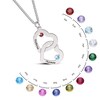 14K Gold Plated Birthstone Two Name Interlocking Hearts Curb Chain - 18"