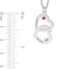 14K Gold Plated Birthstone Two Name Interlocking Hearts Curb Chain - 18"