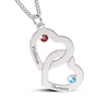 14K Gold Plated Birthstone Two Name Interlocking Hearts Curb Chain - 18"