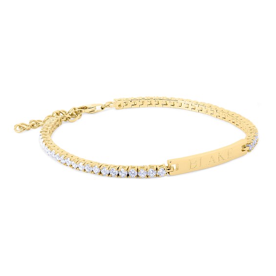 14K Gold Plated CZ Engravable Tennis Bracelet