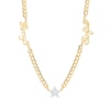 Thumbnail Image 1 of 14K Gold Plated CZ Two Name Script Center Star Two-Tone Curb Chain - 18 in.