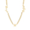 Thumbnail Image 1 of 14K Gold Plated  CZ Two Name Script Center Star Curb Chain - 18 in.