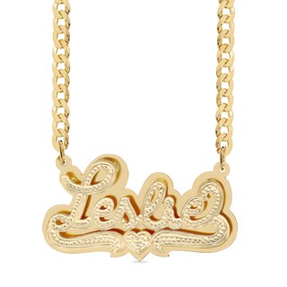 14K Gold Plated Diamond Accent Double Plated Bold Name Two-Tone Curb Chain - 18"