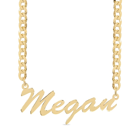 14K Gold Plated Cursive Name Curb Chain - 18"