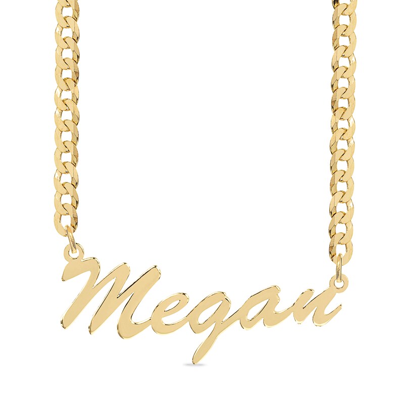 14K Gold Plated Cursive Name Curb Chain - 18"