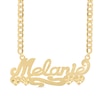 Thumbnail Image 1 of ​​​​​​​14K Gold Plated Diamond Cut Script Hearts Nameplate Curb Chain - 18"