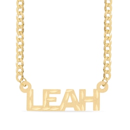 14K Gold Plated Diamond Cut Block Letter Nameplate Curb Chain - 18"