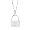 Thumbnail Image 1 of Sterling Silver Initial Lock Pendant Necklace - 18"