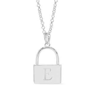 Sterling Silver Initial Lock Pendant Necklace - 18"