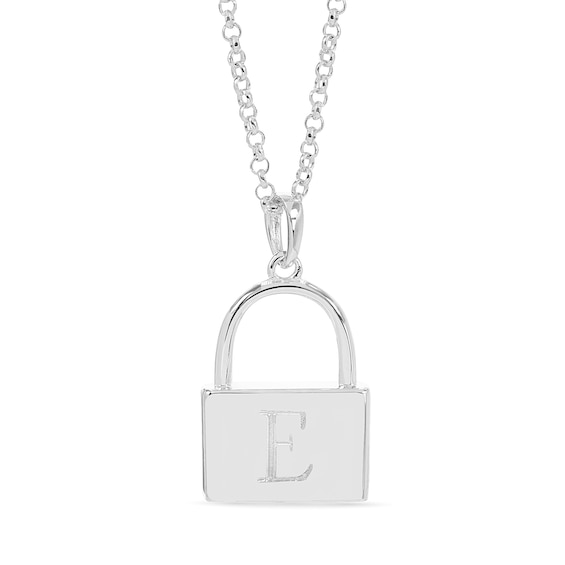 Sterling Silver Initial Lock Pendant Necklace - 18"