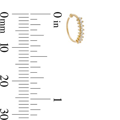 14K Solid Gold CZ Nose Hoop - 24G 5/16"