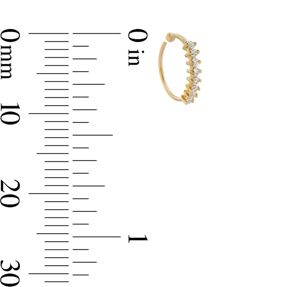 14K Solid Gold CZ Nose Hoop - 24G 5/16"