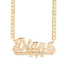 Thumbnail Image 1 of 14K Gold Plated 1/10 CT. T.W. Diamond Script with Heart Nameplate Curb Chain - 18"