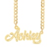 Thumbnail Image 1 of 14K Gold Plated 1/10 CT. T.W. Diamond Name Curb Chain - 18"