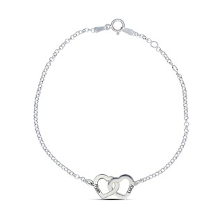 Sterling Silver Two Name Interlocking Hearts Bracelet - 7"