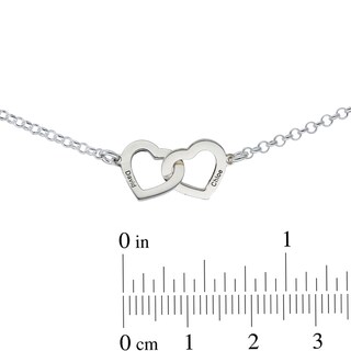 Sterling Silver Two Name Interlocking Hearts Bracelet - 7"