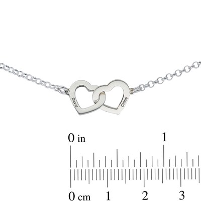 Sterling Silver Two Name Interlocking Hearts Bracelet - 7"