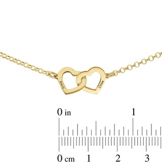 14K Gold Plated Two Name Interlocking Hearts Bracelet - 7"