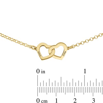 14K Gold Plated Two Name Interlocking Hearts Bracelet - 7"
