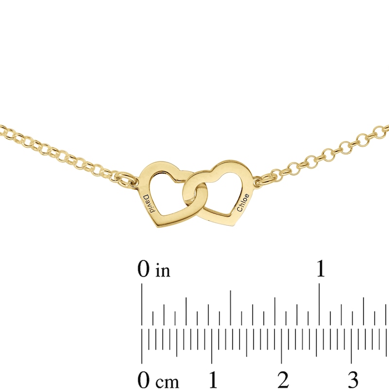 Main Image 3 of 14K Gold Plated Two Name Interlocking Hearts Bracelet - 7"