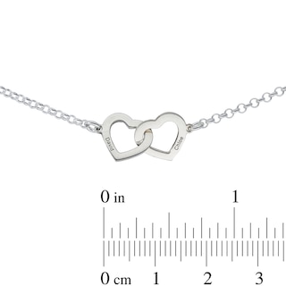Sterling Silver Two Name Interlocking Hearts Anklet - 10"