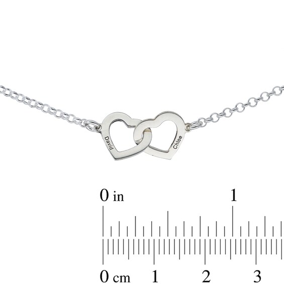 Sterling Silver Two Name Interlocking Hearts Anklet - 10"