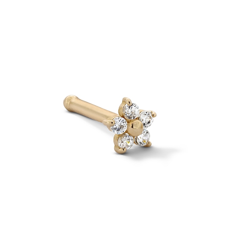 Main Image 1 of 14K Semi-Solid Gold CZ Flower Nose Stud - 20G