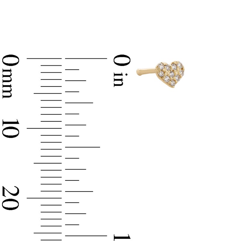 Main Image 2 of 14K Solid Gold CZ Heart Nose Stud - 20G