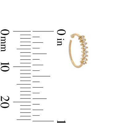 14K Solid Gold CZ Nose Hoop - 22G 5/16"