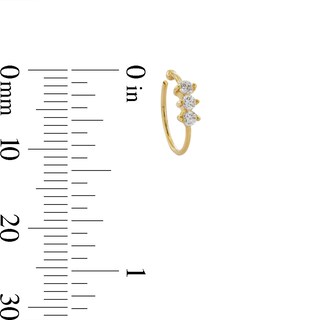 14K Solid Gold CZ Three Stone Nose Hoop - 22G 5/16"