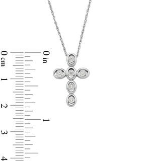 Sterling Silver 1/20 CT. T.W. Diamond Bezel Set Cross Pendant Necklace - 18"