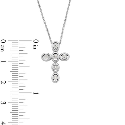 Sterling Silver 1/20 CT. T.W. Diamond Bezel Set Cross Pendant Necklace - 18"