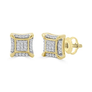 10K Solid Gold 1/6 CT. T.W. Diamond Cornered Raised Studs