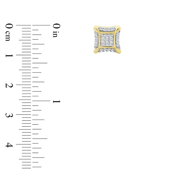 10K Solid Gold 1/6 CT. T.W. Diamond Cornered Raised Studs