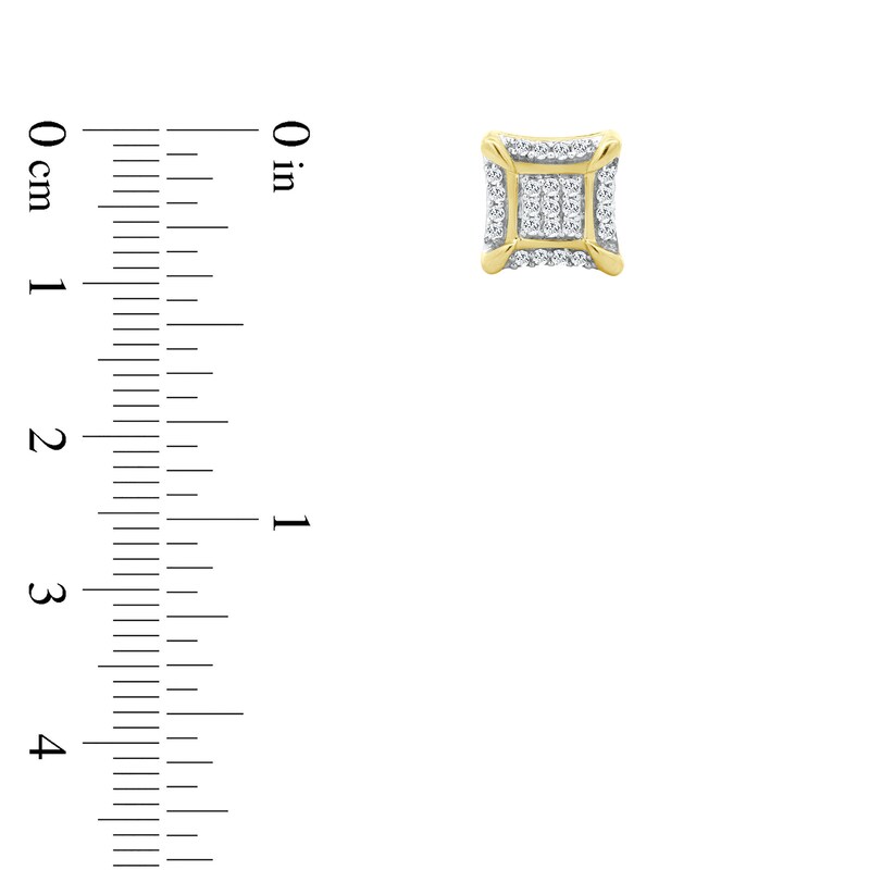 10K Solid Gold 1/6 CT. T.W. Diamond Cornered Raised Studs