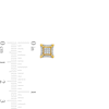 10K Solid Gold 1/6 CT. T.W. Diamond Cornered Raised Studs