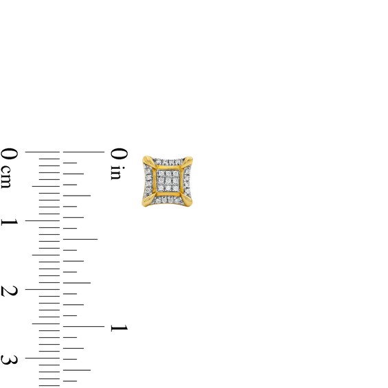 10K Solid Gold 1/6 CT. T.W. Diamond Cornered Raised Studs
