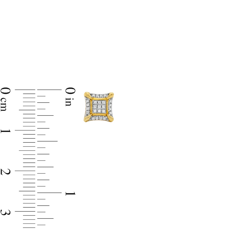 10K Solid Gold 1/6 CT. T.W. Diamond Cornered Raised Studs